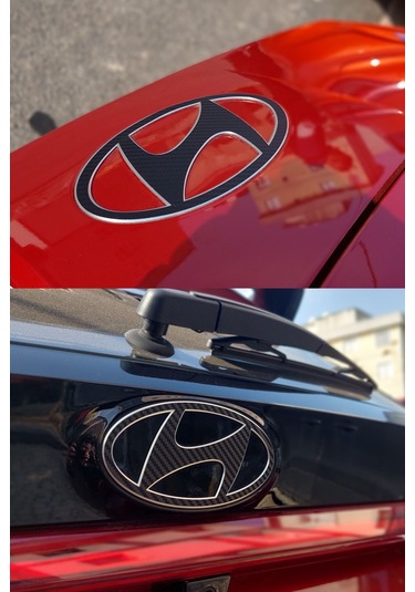 Hyundai İ20 Amblem Kaplama Sticker Set - Mat Karbon Siyah