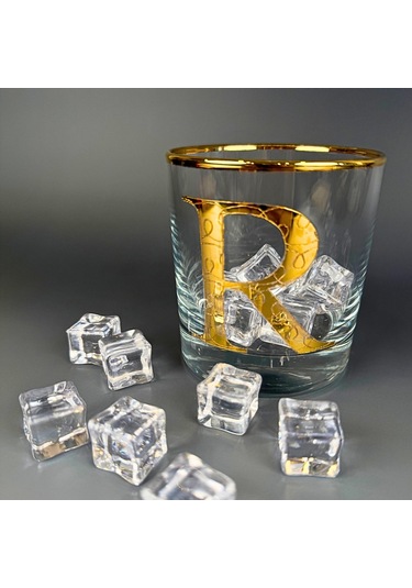 Perlotus R Harfli Gold Altın Yaldızlı Viski Kadeh Bardak Jumbo Serisi Şeffaf