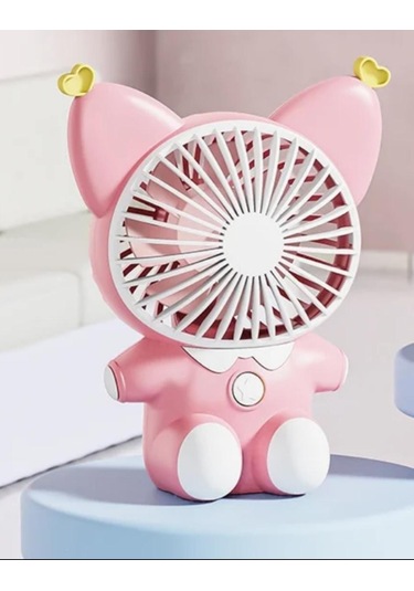 Sevimli Hayvan Masaüstü Şarzlı Özel Figürlü Sarı Renk El Fanı