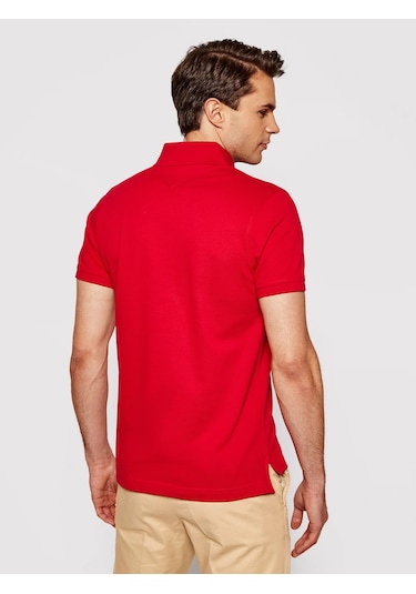 Tommy Hilfiger Polo Yaka Pike Erkek T-shirt Kırmızı