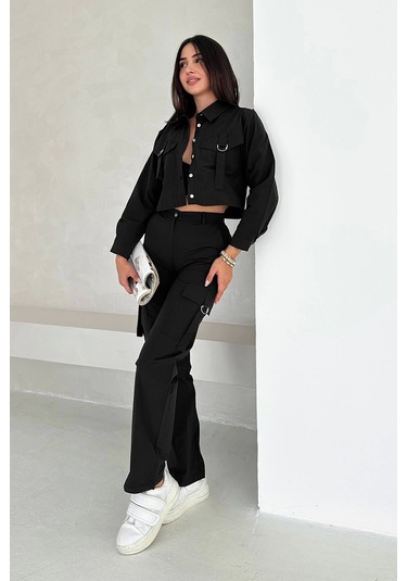 Asprin Fashion Kemerli Detay Gömlek Siyah Siyah
