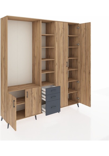 Hyperion Dolap 13 Raflı 3 Çekmeceli 4 Kapaklı 220x44x243 Çam-çam/antrasit Atlas Çam/antrasıt Hyperion Dolap 13 Raflı 3 Çekmeceli 4 Kapaklı 220x44x243 Çam-çam/antrasit Atlas Çam/antrasıt