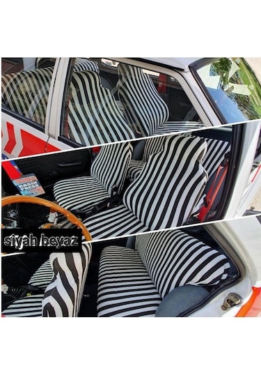Çizgili Servis Kılıfı Siyah Beyaz- Zebra Desen Servis Kılıfı