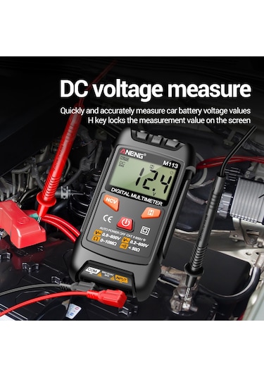 Aneng M113 1999 Sayımlar Mini Dijital Multimetre Ac / Dc Gerilim Ölçer Ohm Ncv Direnç Volt Test Cihazı Elektrik Aracı - Siyah