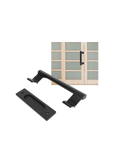 Vkemall Alüminyum Alçıklı Siyah Çift Taraflı Kaydırmalı Kapı Kolu - Deliksiz Montajlı Ev Bahçe Depo Dolap Uygun Diğer