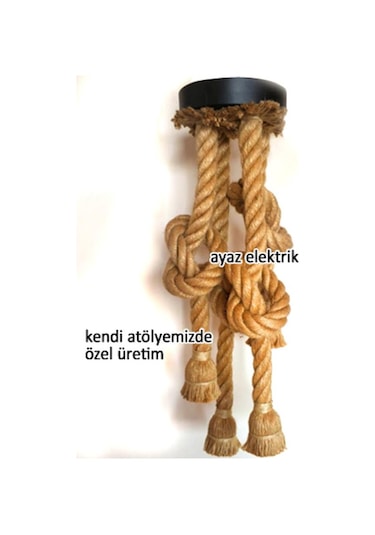 Marketcik Dekoratif 4 Lü Halat Sarkıt Avize,Siyah Duylu Ve Rozans (256282005)