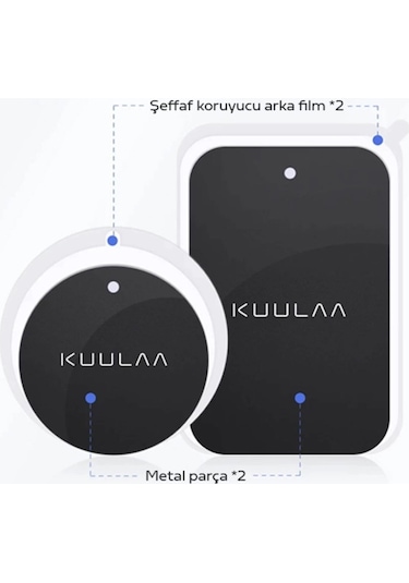 Kuulaa Magnetic-Mıknatıslı Telefon Tutucular Için Metal Plaka Set (543010802)