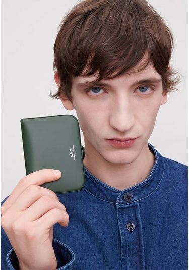 A.p.c Josh Unisex Lüks Bitkisel Deri Bozuk Para Kesesi Cüzdan Yeşil