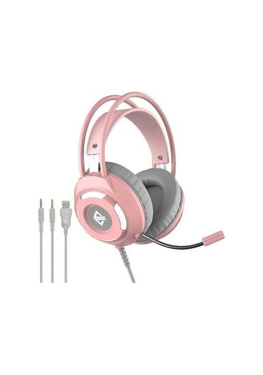 Primepickings Ajazz Ax120 Usb Kablolu 3.5mm Stereo Oyun Kulaklığı, Gürültü Önleyici, Mikrofonlu, 50mm Sürücü, Pembe, Mükemmel Ses