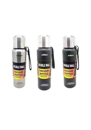 Saibo Çift Katmanlı Vakumlu Çelik Termos 1 Litre 1 Litre-Gri