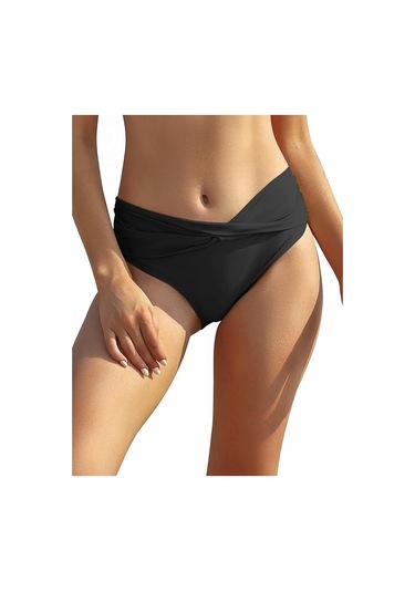 Deep Beach Basic Twist Beli Geçme Detaylı Bikini Altı Siyah