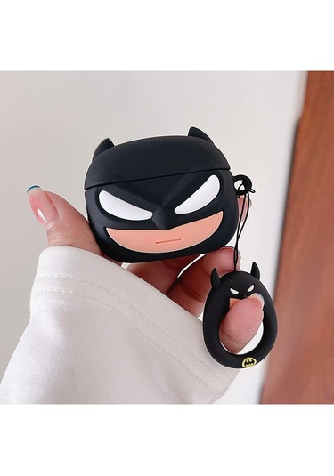 Apple Airpods Pro 3. Nesil 2025 Uyumlu Figürlü Silikon Kılıf Anahtarlıklı Kılıf Siyah - Beyaz - Pembe