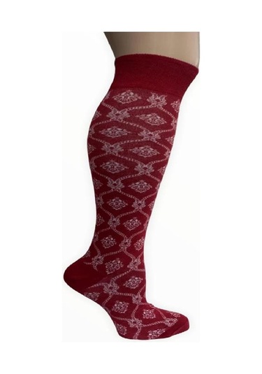 CALZE VİTA DESENLİ BAMBU DİZALTI ÇORAP - DİKİŞSİZ-Kırmızı
