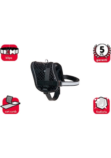 Karlie Reflektörlü Köpek Göğüs Tasması XS Siyah 31-40 CM Siyah