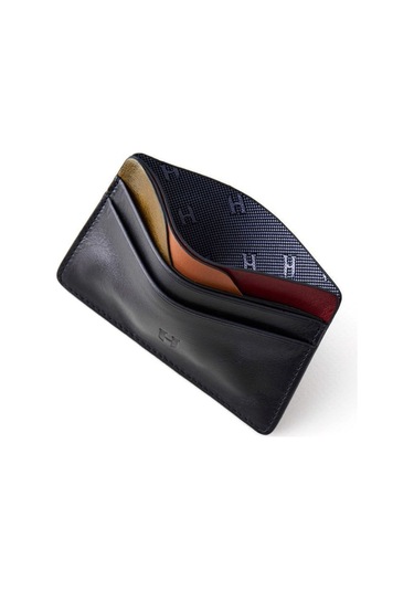 Elton Erkek Siyah Plus Color Deri İnce Tasarım Çok Bölmeli Rfid Korumalı Kartlık Siyah