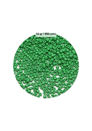 Opak Yeşil Renk 4 Mm Yaklaşık 660 Adet / 60 Gram Cam Boncuk Oya Yazma Bileklik Ve Kolye