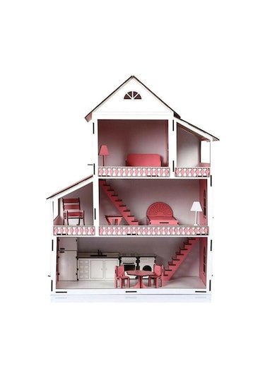 Ahşap Çocuk Oyun Evi 60 CM Mobilyalı