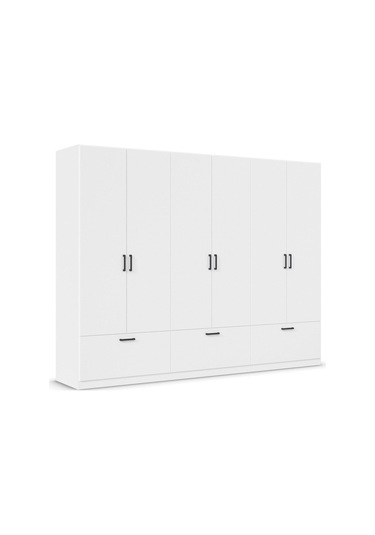 Alev Giyinme Dolabı - Çok Amaçlı Dolap - Gardırop 270 Cm-6 Kapaklı-3 Çekmeceli