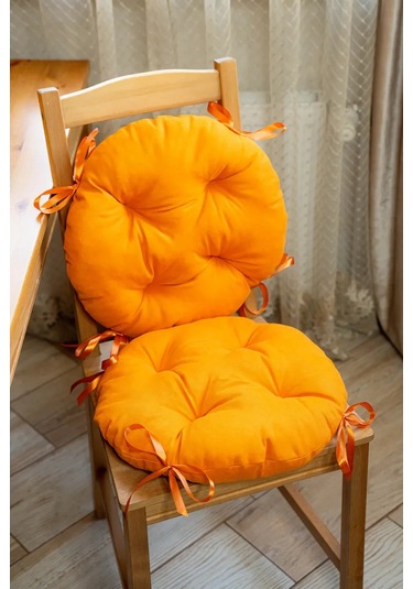 Slavıca Sandalye İçin Yuvarlak Yıkama Bandı İle 40x40 Cm Yastık 244823220 Turuncu