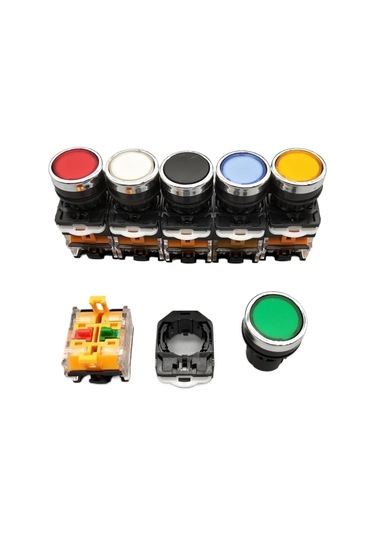 Onoff Anlık/mandal Push Düğmesi Anahtarı 22mm 4 Vidalar Dairesel Küçük Boyut Düz Yuvarlak Panel Kesim La3811bn Kırmızı, Selfreset