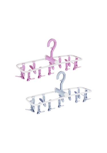 2'li Çamaşır Kurutma Makinesi İçin Askılı Giysi Askıları, Katlanabilir Çorap Ve İç Çamaşırı Askıları - Nordic Blue Ve Pink B Diğer