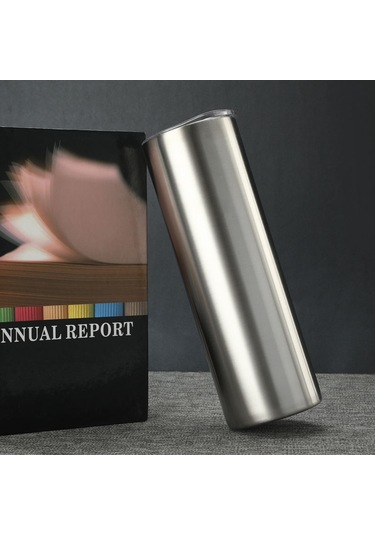20oz Çift Katmanlı 304 Paslanmaz Çelik Araba Düz Termos Bardak Doğal Renk