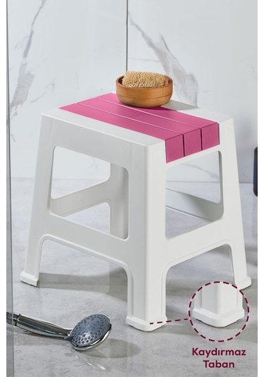 Vienev Plastik Küçük Tabure Pembe Pembe