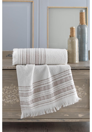 Zeynep Tekstil Trendy Banyo Havlu Seti 70 x 140  + 50 x 90 Kahve Kahverengi
