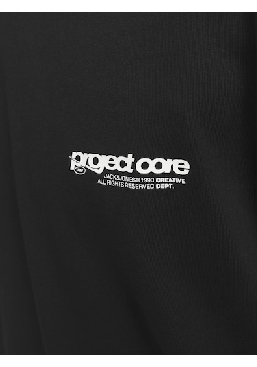 Jack & Jones Erkek Gögüs Ve Sirt Baskili Tişört - Union - 12273442 Black Siyah