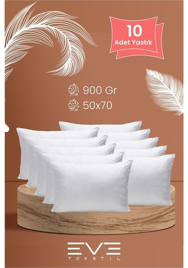 Eve Tekstil 10 adet Pollycotton Kılıflı Silikon Yastık