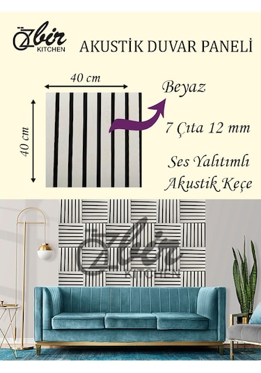 Özbir Kıtchen Beyaz Akustik Duvar Paneli 40x40 Ahşap Duvar Paneli