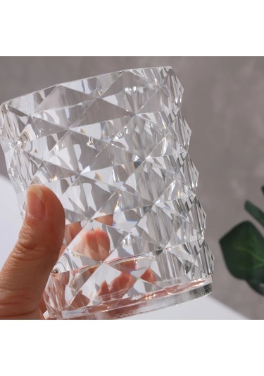 Meridiangoods 1 Adet Kristal Desenli Şeffaf Makaj Fırçası Kalem Saklama Kutusu Şeffaf