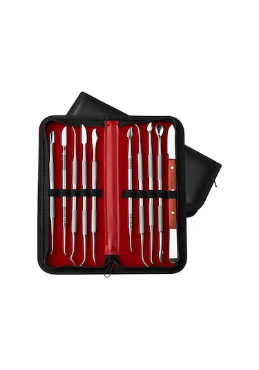 Teltree 10 Parçalı Paslanmaz Çelik Diş Mumu Oyma Seti - Taşıma Çantalı Çok Amaçlı Dental Araçlar