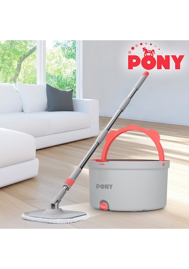 Pony Gri Temiz & Kirli Suyu Ayırma Özelliği Otomatik Temizlik Seti Mop Paspas