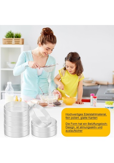 Yaleker 10'lu Paslanmaz Çelik Yuvarlak Delikli Pasta Çerçeveleri 10 Cm - Gümüş Renk, 10x10x2 Cm Boyut Gümüş