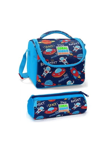 Coral High Erkek Çocuk Lacivert Mavi Beslenme Çantası Seti
