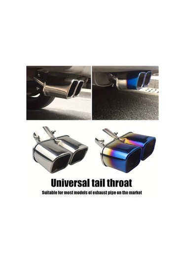 Besthome1 Silvery Kare Ağız Çift Çıkışlı Paslanmaz Çelik Otomobil Egzoz Borusu Ağızları