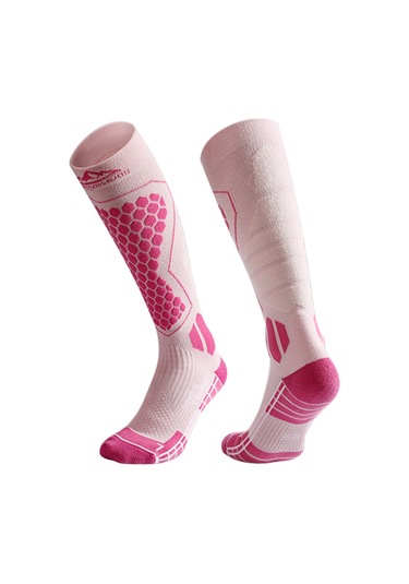 Butu Golovejoy Dwz04 1 Çift Spor Kompresyon Çorapları Kış Sıcak Yüksek Tüp Kayak Baldır Çorapları Pembe