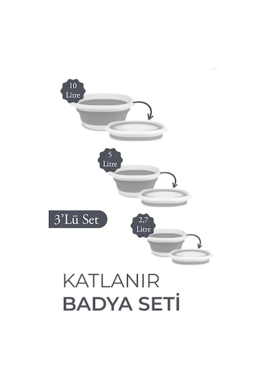 Katlanır Badya Akordiyon Leğen Seti 27 L - 5 L - 10 L