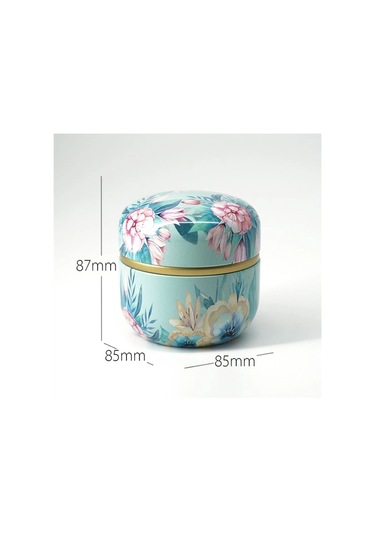 Sones Hoomın Çay Kutusu Çay Kavanozu Saklama Tutucu Çay Kutuları Matcha Kabı Mini Kahve Tozu Düzenleyici Kutular Çok İşlevli Yuvarlak Metal, Renk: Moshan Çiçeği