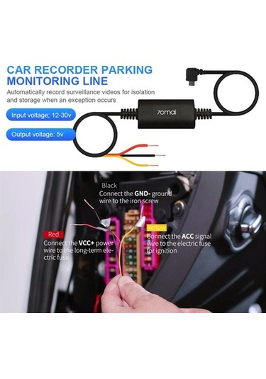 Maoyaya 70mai Up02 A800/a500s/d07/d08 Park İzleme Hattı - Evrensel Versiyon 24 Saat Acc Sinyal Hattı