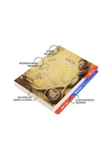 2K 2026 Yeni Yıl Ajanda Yedeği 4 Delikli Tarihli Çizgili 15 X 21 CM 2K Organizer Ajanda Yedeği Çok Renkli