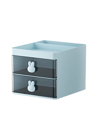 Anjiexun Masaüstü Saklama Kutusu Tüp Şeffaf Çekmeceli Tavşan Saklama Kutusu Mavi Mavi