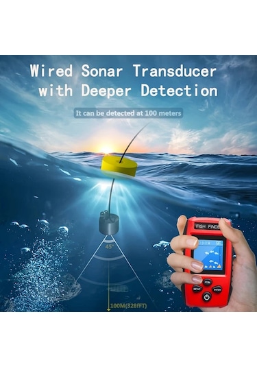 Oldfriend Kırmızı Tl88e El Tipi Balık Bulucu Renkli Ekran 100m Derinlik Ölçer Pil İle Taşınabilir