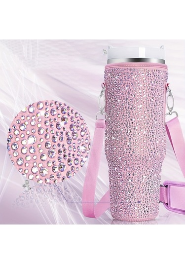 Stanley 40oz Kupası Sıcak Elmas Kapak Neopren Yalıtımlı Taşınabilir Şişe Kapağı İçin Koyu Pembe Koyu Pembe