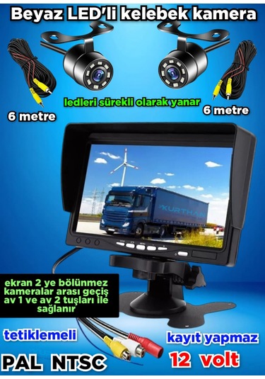 Tarım Araçlarına 7'' Monitör Ve 2 Adet Beyaz Ledli Kamera Seti