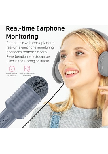 Flybuy Soaiy Mc8 Kablosuz Karaoke Mikrofonu, Bluetooth Hoparlör, 2'li Ktv Oynatıcı, Dahili Ses Kartı, Taşınabilir