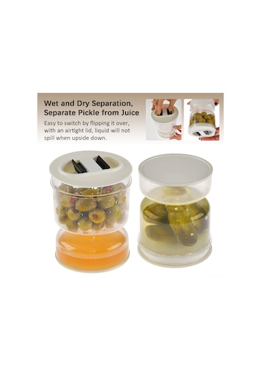 Dofolink Mutfakta Kuru-nemli Ayırma Özelliği İle Zeytin, Salatalık Depolama Kavanozu - Filtreli Ve Tight Kapağıyla Ters Dönebilen Yemek Saklama Kabı Şeffaf