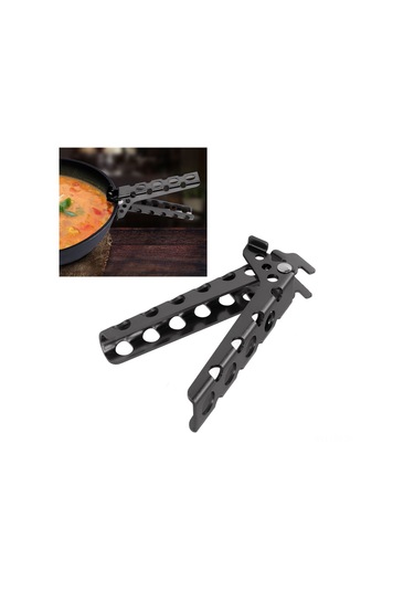 Fosenze Alüminyum Isıya Dayanıklı Kaymaz Tutucu Kamp Çadırı Piknik Pişirme Tencere Kelepçe Gri Gri