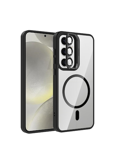 Adige Samsung Galaxy Uyumlu S24 Fe Kılıf Etro Standlı + Kamera Lens Koruyucu Siyah